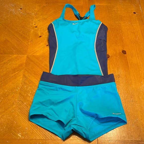 Women's Nike Color Surge Powerback Tankini Swimsuit 2-Piece Blue